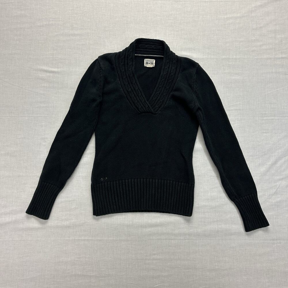 Converse One Star Knit Y2k V-Neck Sweater Womens Small Vintage 2000's Casual Top